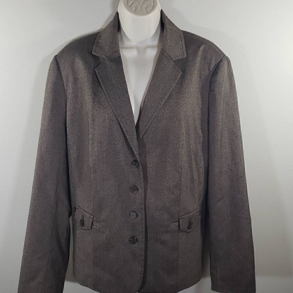 Lane Bryant Women Blazer Coat Shoulder Padded Brown Size 18